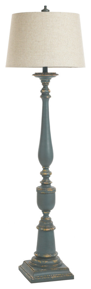 Bourgault | 64" Antique French Farmhouse Poly Resin Floor Lamp in a Deep Olive
