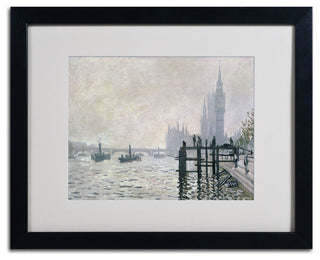 'The Thames Below Westminster' Matted Framed Canvas Art by Claude Monet