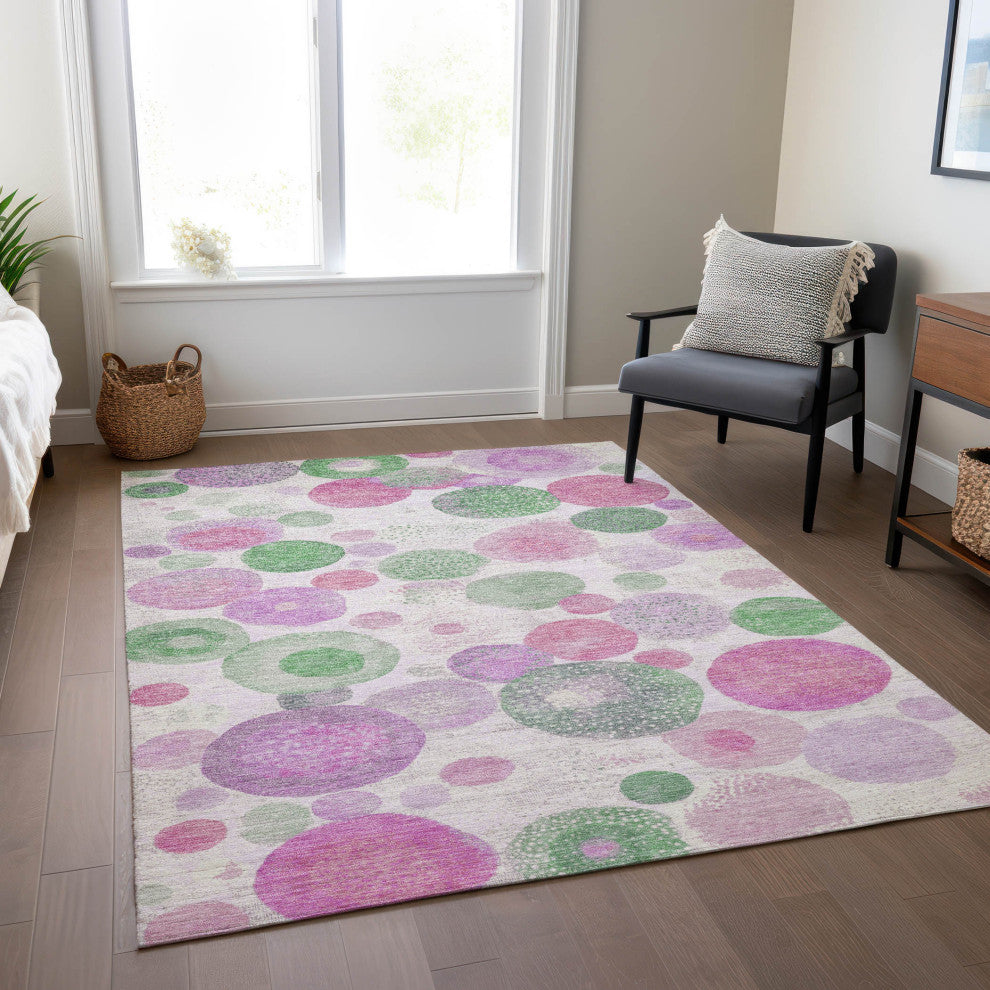 Machine Washable Indoor/Outdoor Chantille ACN1896 Pink 10' x 14' Rug