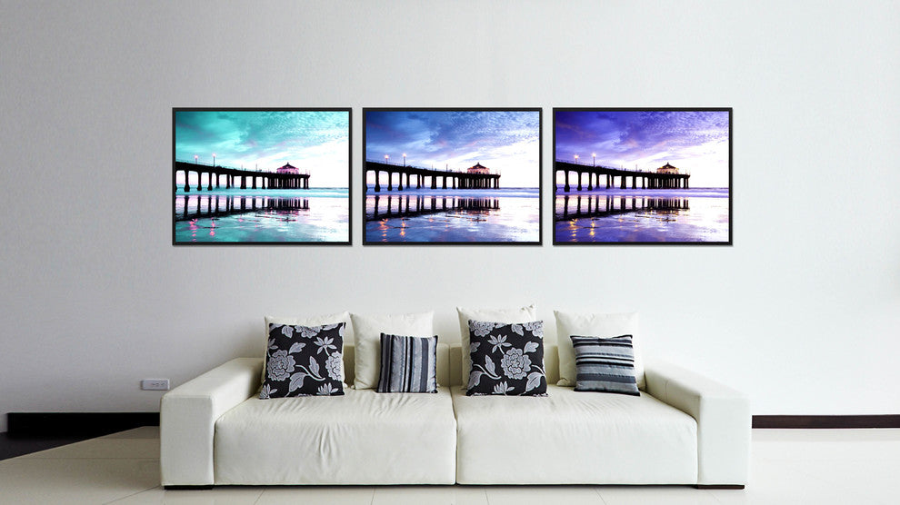 Manhattan Beach California Aqua Landscape Photo Canvas Print with Frame, 28"x37"