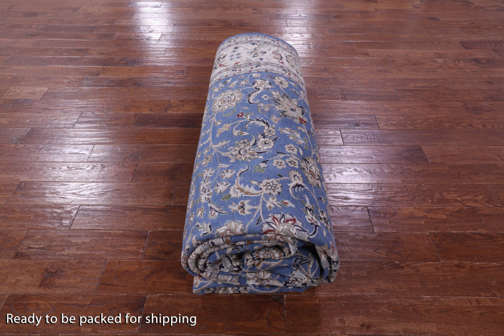 8' 0" X 16' 0" Persian Nain Handmade Wool & Silk Rug - Q14889