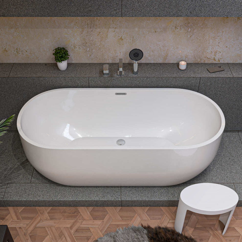ALFI brand ABST66 White Matte Solid Surface Resin Bathroom/Shower Stool