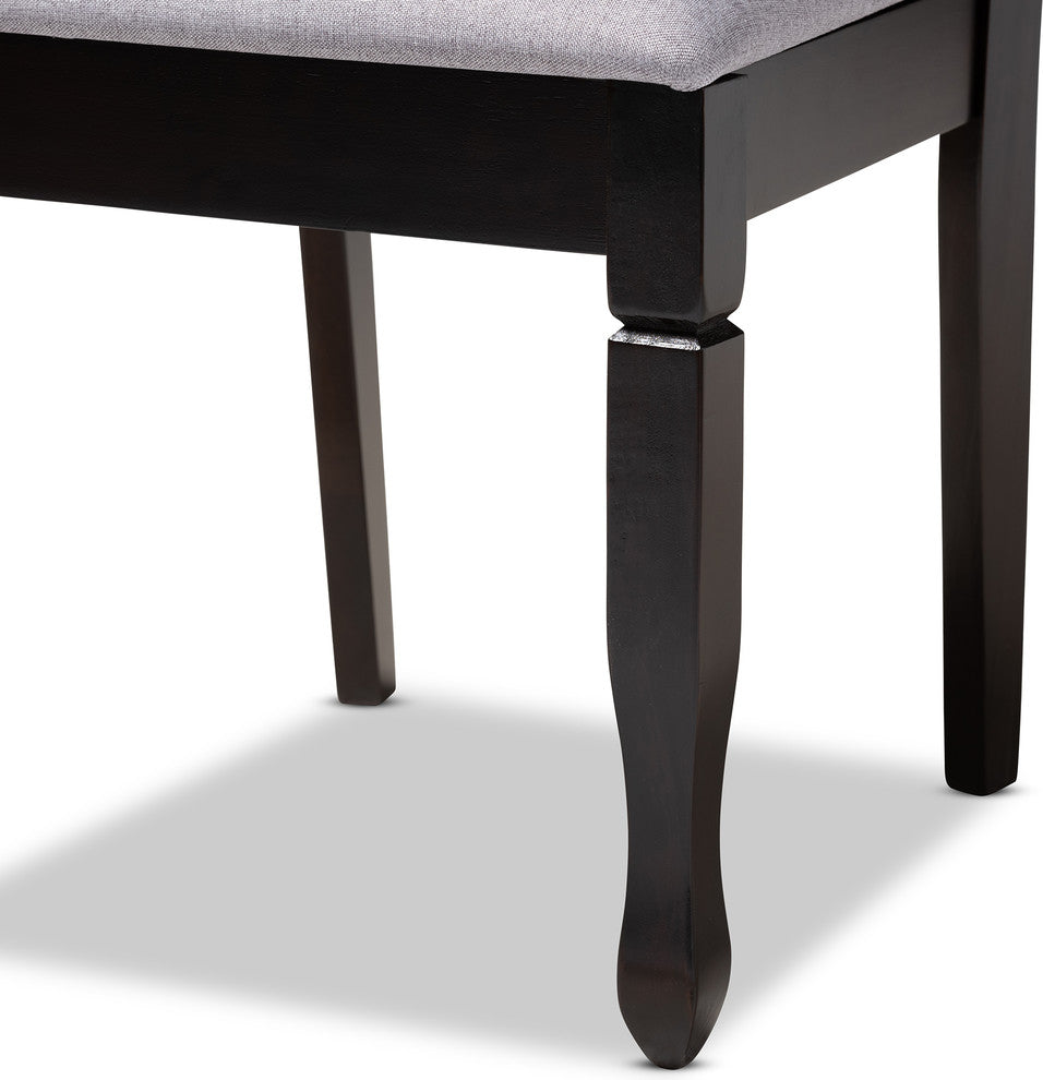 Brande Gray Fabric Espresso Brown Finish Dining Chairs, Set of 4