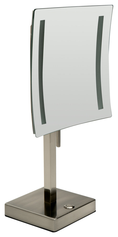 ALFI ABM8FLED-BN Brushed Nickel Square 8" 5x Magnifying Mirror With Light