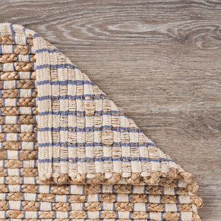 Indigo Stitching Organic Jute Area Rug, 5'x7'9"