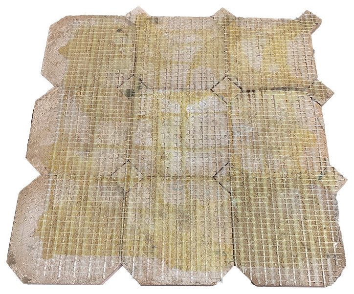 Contemporary Zellige Tile, White With Green, 8-Panels 12x12"