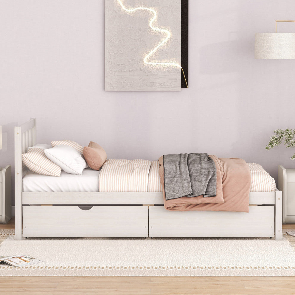 Gewnee Modern Design Wooden Twin Size Platform Bed