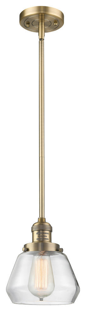 Fulton 1-Light LED Mini Pendant, Brushed Brass, Glass: Clear