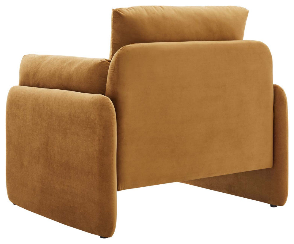 Armchair Accent Chair, Velvet, Brown, Modern, Living Lounge Hotel Hospitality