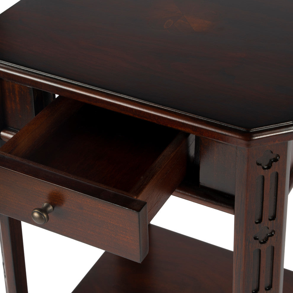 Moyer Wood Side Table With Storage, Dark Brown