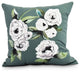 Radiant Rose 16" Green Floral Print Decorative Throw Pillow