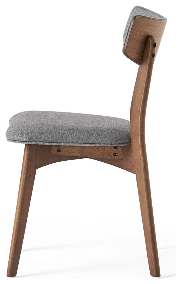 GDF Studio Caleb Mid-Century Walnut Finished Frame Dining Chairs, Set of 2, Dark Gray