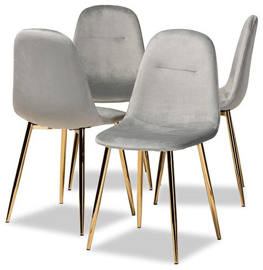 Baxton Studio Elyse Glam and Luxe Grey Velvet Fabric Upholstered Gold
