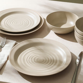 Stone Lain Orbit Stoneware 24-Piece Dinnerware Set, Beige