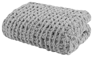 Madison Park Handmade Chenille Chunky Knit 50"x60" Throw, Gray