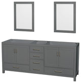 80"Double Vanity, Dark Gray, No Countertop, No Sink, and Mirrors
