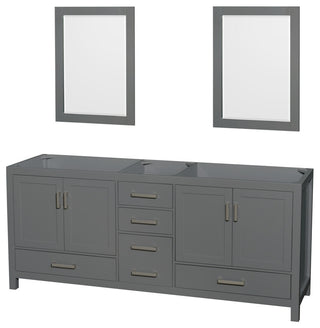 80"Double Vanity, Dark Gray, No Countertop, No Sink, and Mirrors