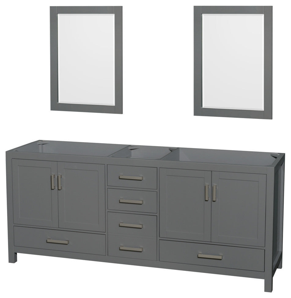 80"Double Vanity, Dark Gray, No Countertop, No Sink, and Mirrors