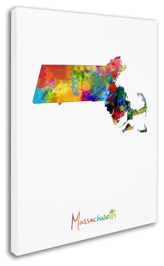 "Massachusetts Map" Canvas Art by Michael Tompsett