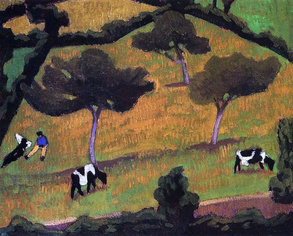 Roger De la Fresnaye Cows in a Meadow, 20"x25" Wall Decal