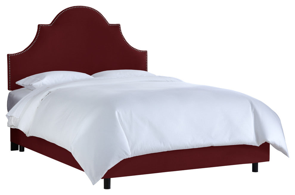 Taylor Nail Button High Arch Notched Bed, Velvet Berry, Queen