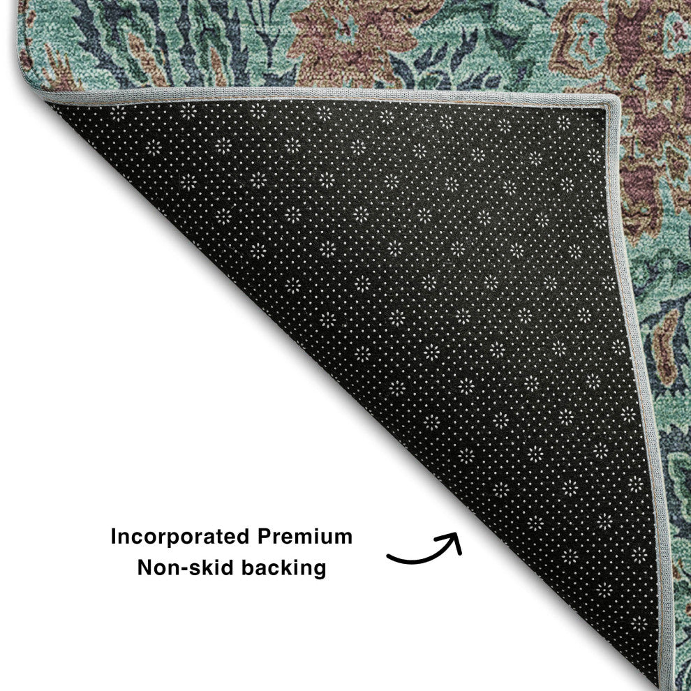 Premium Machine Washable Mayfield AMF660 Teal 1'8" x 2'6" Rug