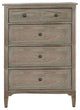4 Drawers Wooden Chest with Round Pull Knobs Design, Wire-Brushed Warm Gray