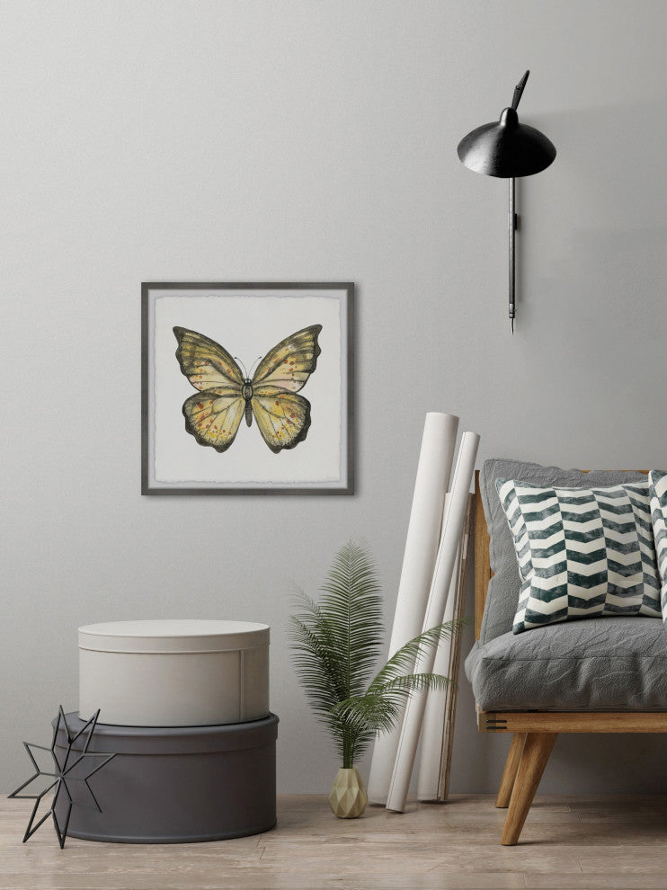 "Big Yellow Mariposa" Framed Painting Print, 12"x12", 12"x12"