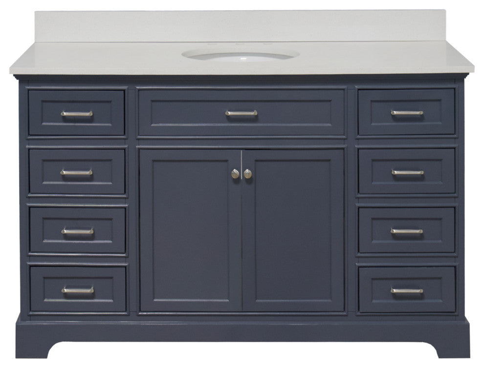 Aria 60" Bathroom Vanity, Marine Gray, Quartz, Single Vanity