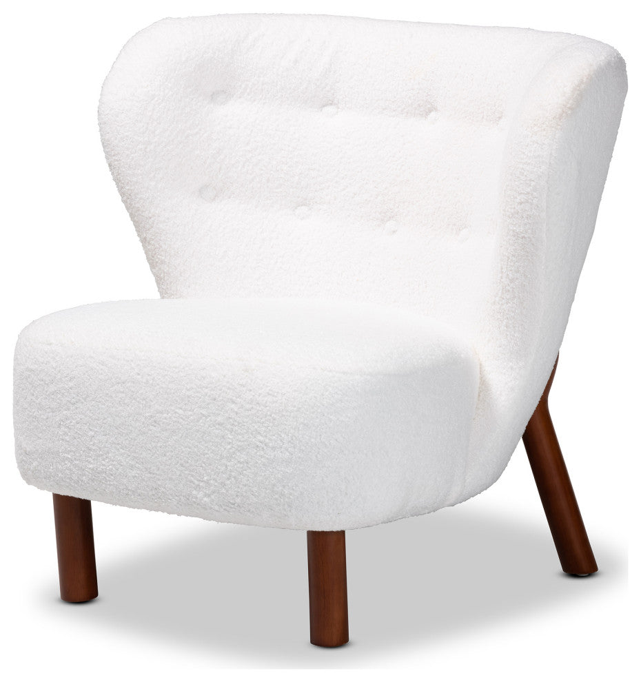 Clemons Contemporary White Boucle Upholstered Accent Chair