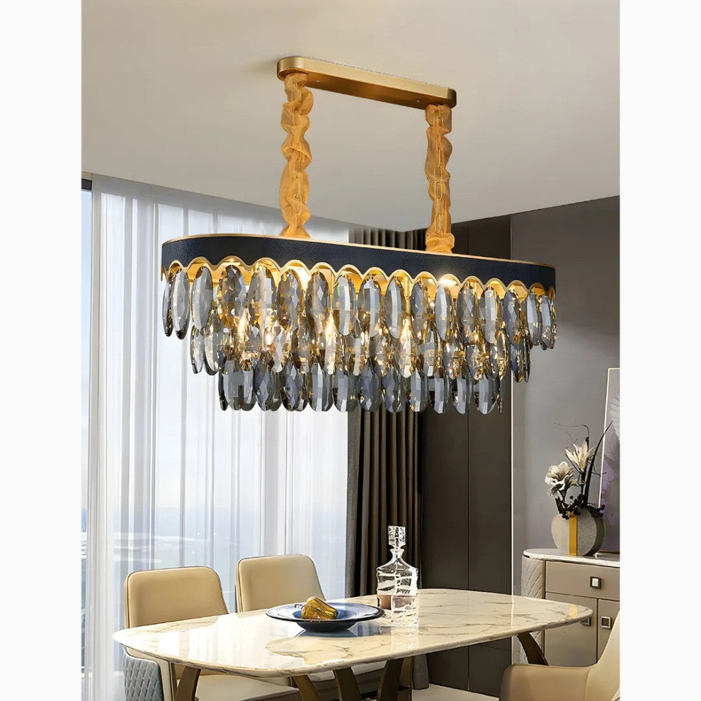 Loano | Black Crystal Ceiling Chandelier for Living Room and Kitchen Island