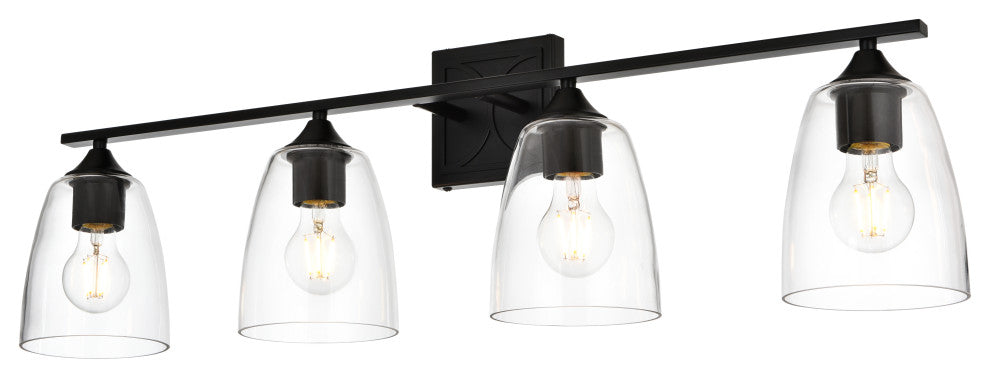4 Light Black And Clear Bath Sconce