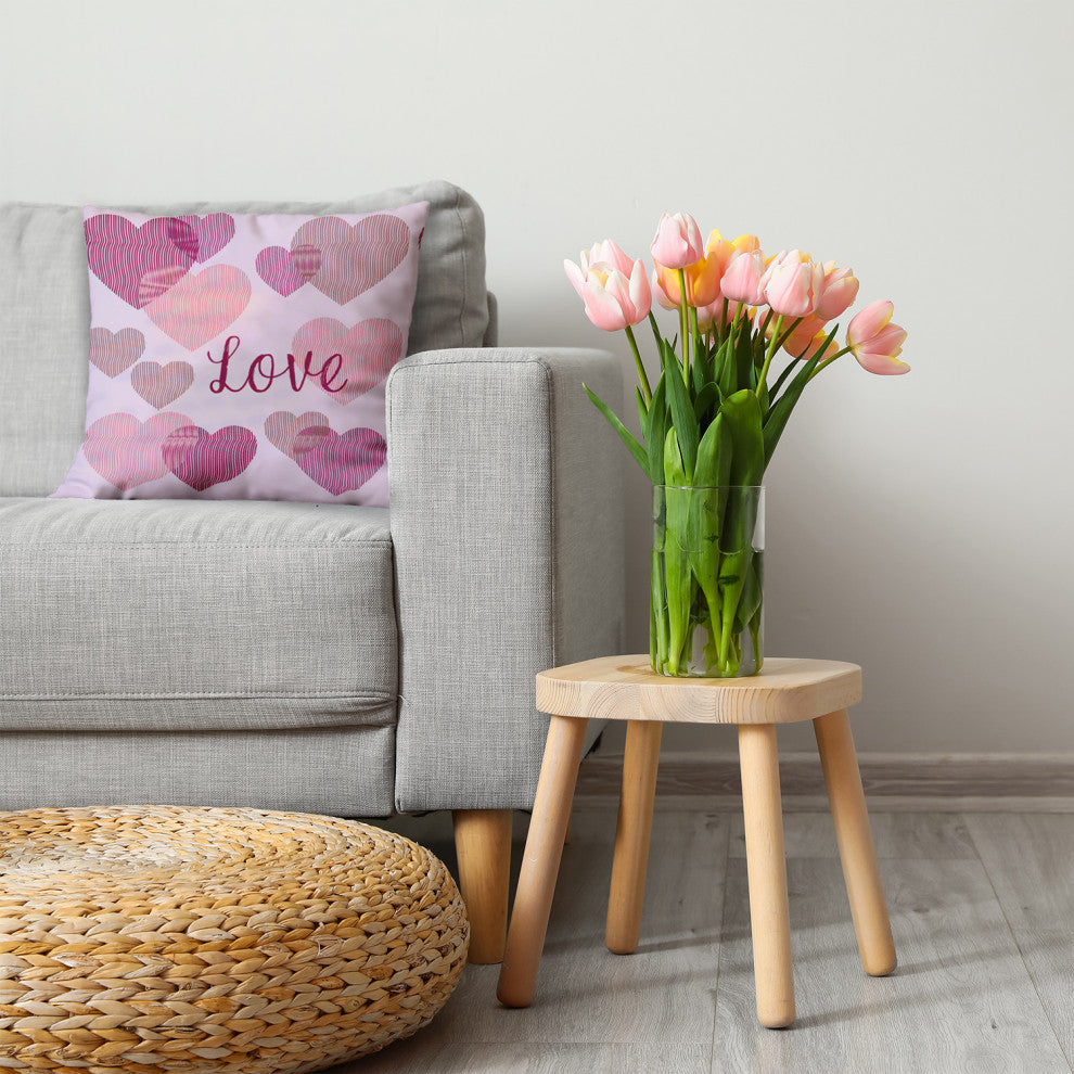 Colliding Hearts Decorative Throw Pillow, Bold Pink, 26"x 26"
