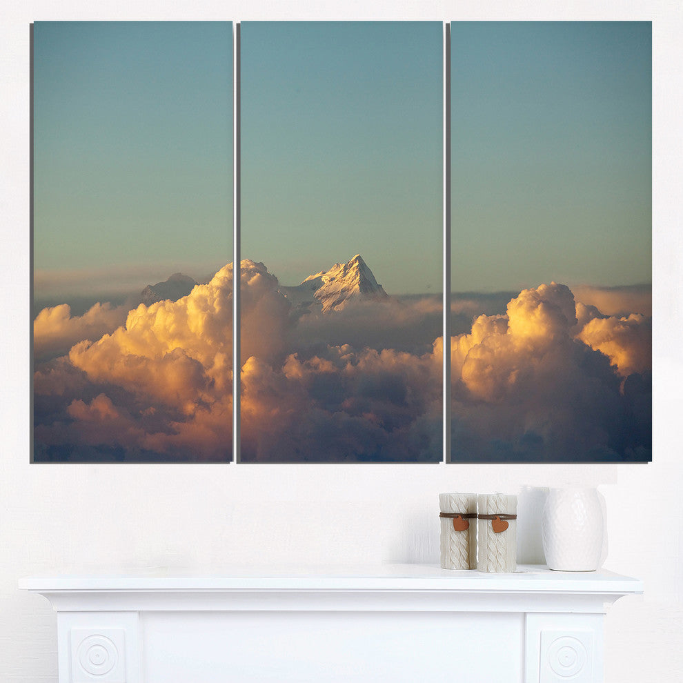 "Orange Clouds Colorful Sunset in Sky" Metal Landscape, 3 Panels, 36"x28"