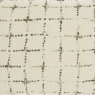 Brown and White Grid Detail Lumbar Pillow
