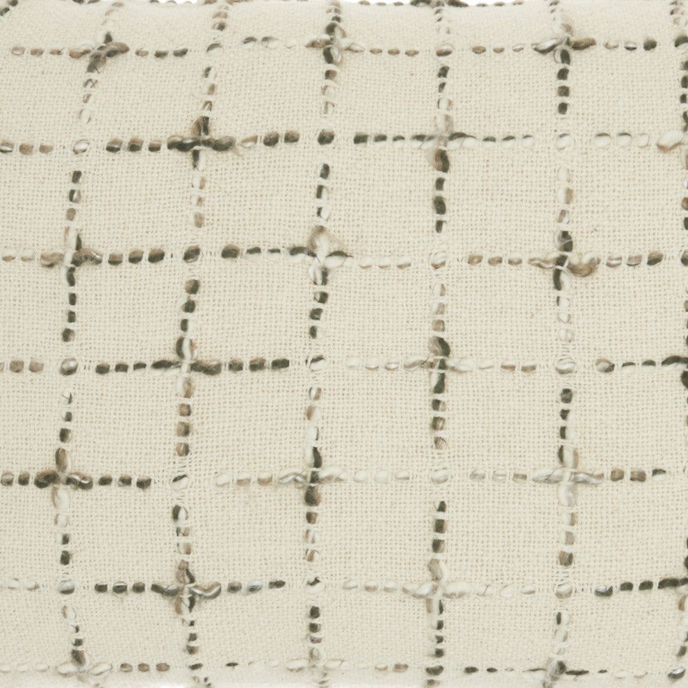 Brown and White Grid Detail Lumbar Pillow