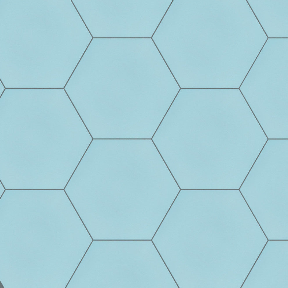 Textile Basic Hex Aqua Porcelain Floor and Wall Tile