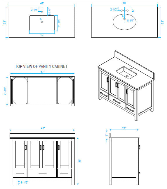 Wyndham WCS141448SWHCMUNOMED 48 Inch Single Bathroom Vanity in White