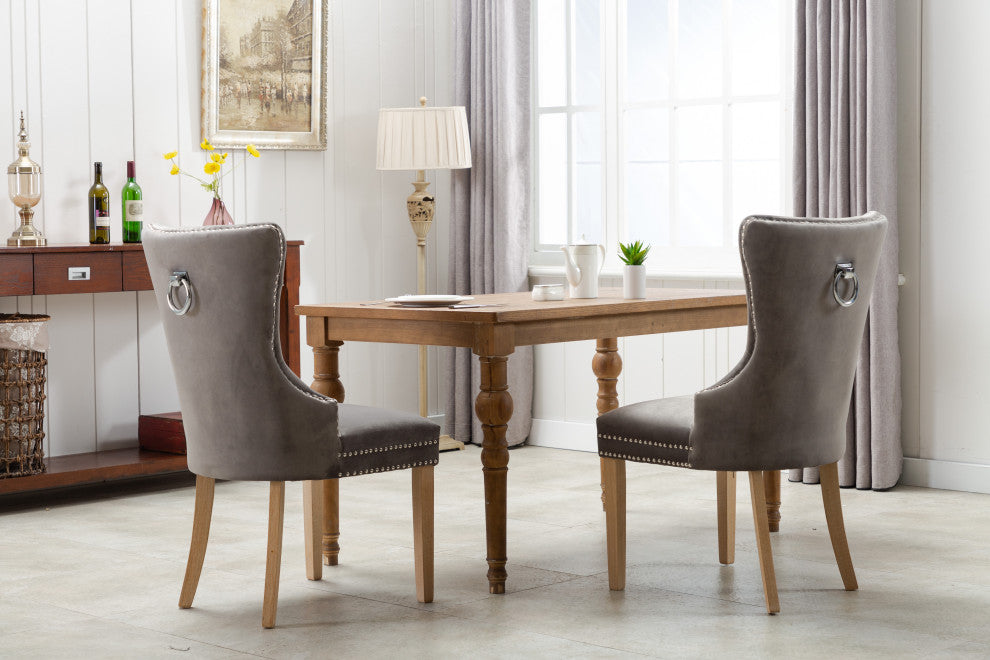 Home Beyond Velvet Upholstered Armless Dining Chairs, Light Gray
