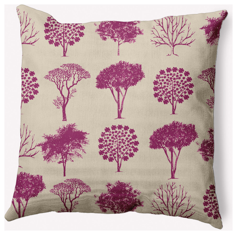 18" x 18" Field of Trees Indoor/Outdoor Polyester Throw Pillow, Dusty Rose