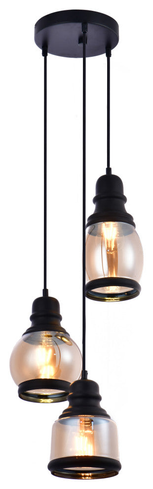 Lazzur Vaige 3 Light 13" Matte Black Pendant