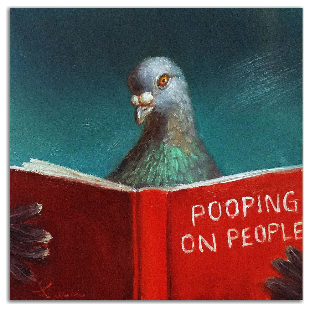"Pooping on People" by Lucia Heffernan, Print on Canvas, 14"x14"
