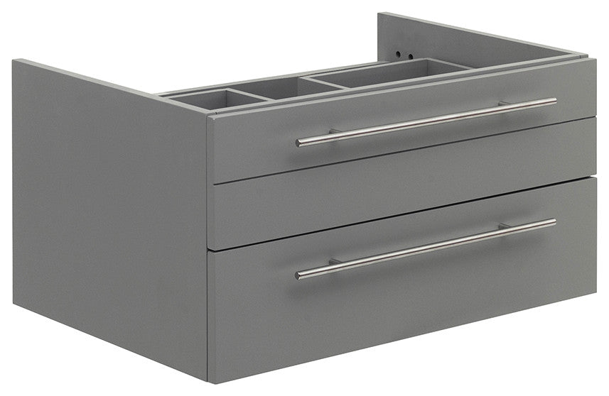 Lucera Wall Mount Vessel Sink Bathroom Cabinet, Gray, 30"