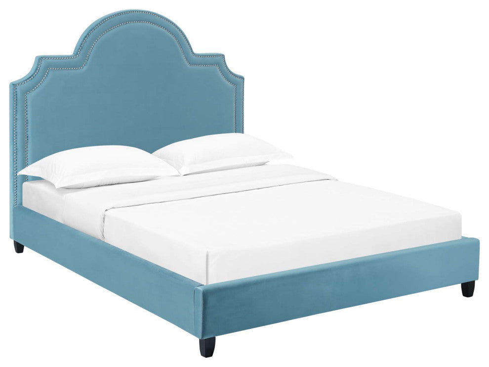 Primrose Queen Performance Velvet Platform Bed