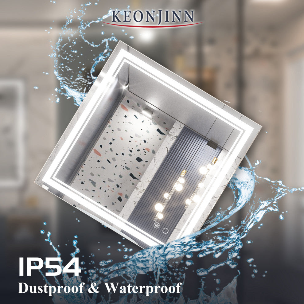 LED Bathroom Mirror, Anti-Fog Memory Dimmable IP54 Waterproof, 36"x36"