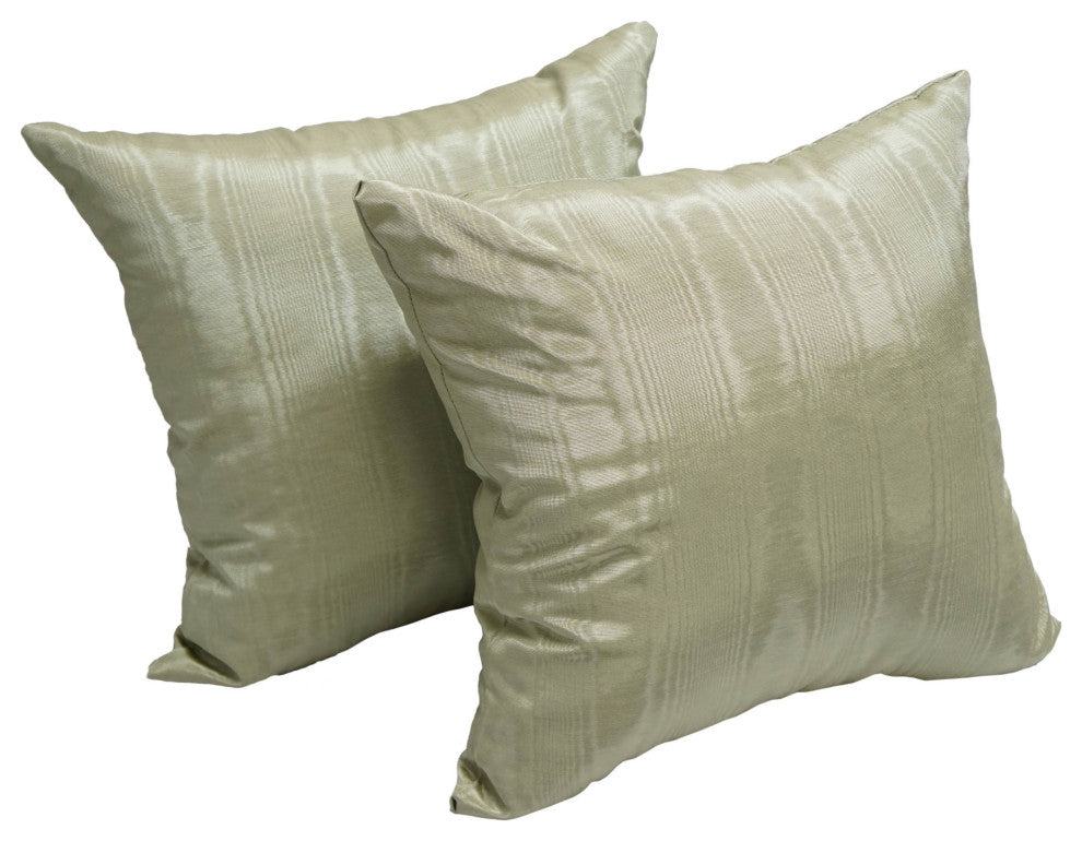 17" Jacquard Throw Pillows With Inserts, Set of 2, Moire Moss