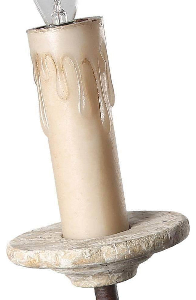 LNC 6-Light Distressed Wood French Country and Farmhouse Candle Chandelier