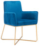 Gold Royal Blue Velvet Accent Armchair