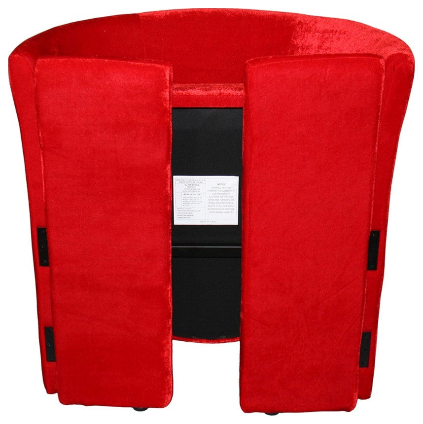 25" Luxurious Wood and Red Microfiber Folding Chair