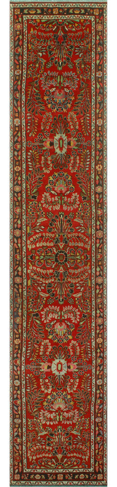 Fine Vintage Distressed Alburn Rust/Charcoal Runner, 3'4x16'10